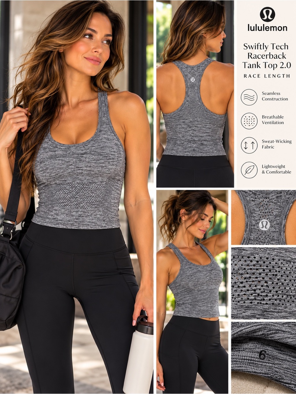 Lululemon Swiftly Tech Racerback Tank Top 2.0 Race Length Gray Size 6